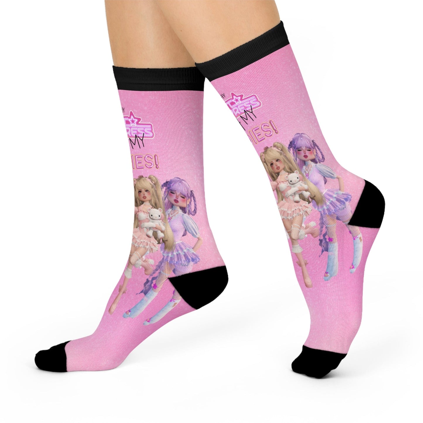 Printify All Over Prints White / One size / 3/4 Crew I play Dress to Impress with my BADDIES Cushioned Crew Socks