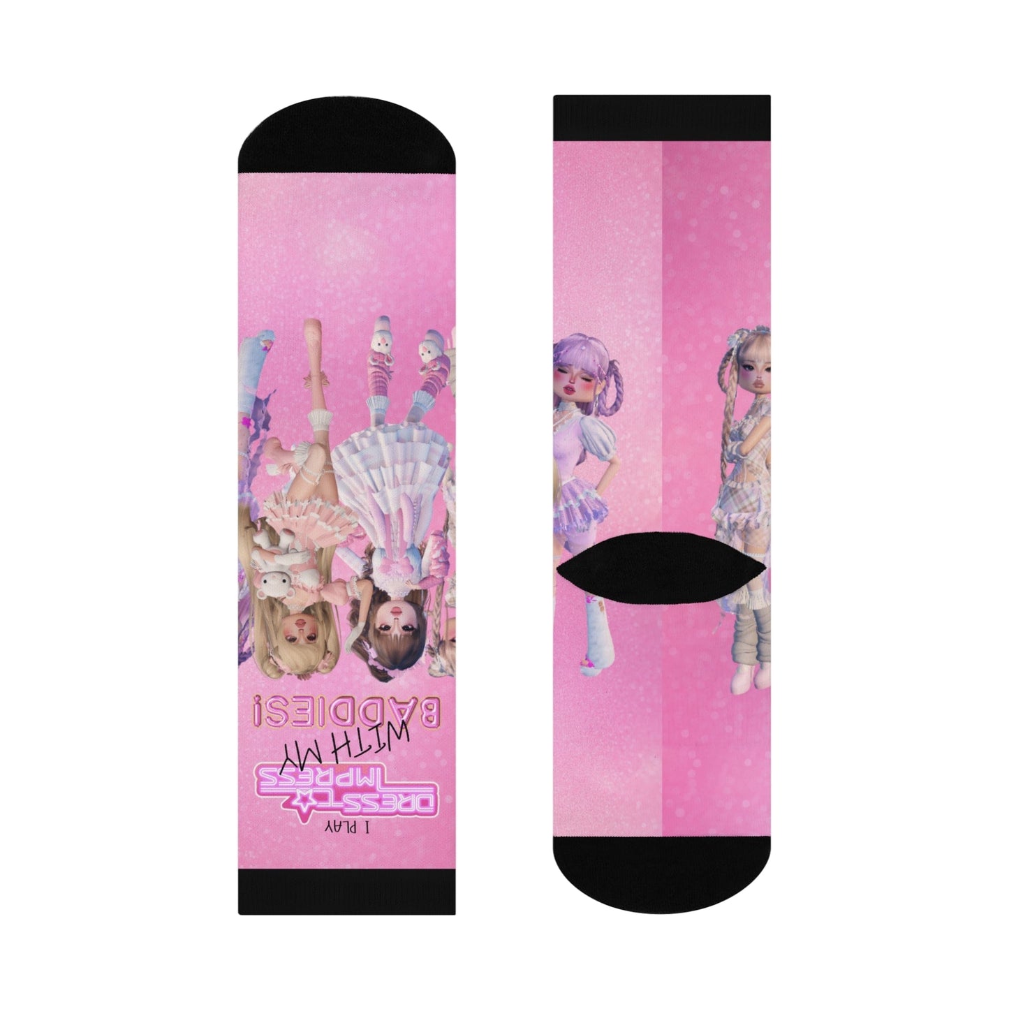 Printify All Over Prints White / One size / 3/4 Crew I play Dress to Impress with my BADDIES Cushioned Crew Socks