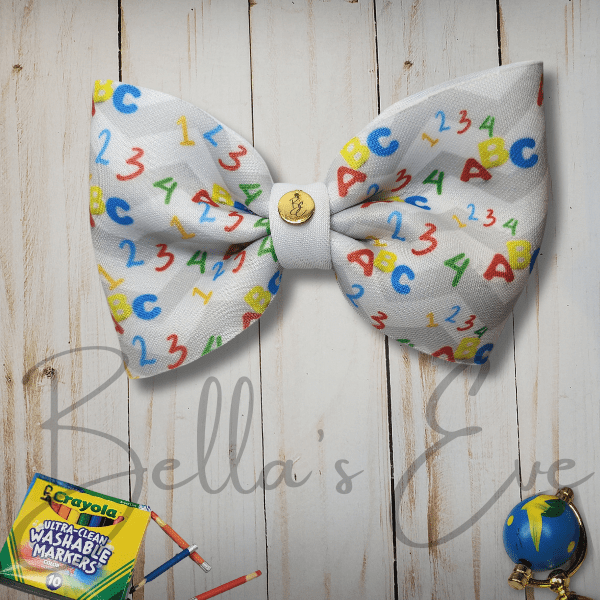 Bella's Eve Hair Bow Clip Back to School ABC 123 Hair Bow Clip by Bella's Eve