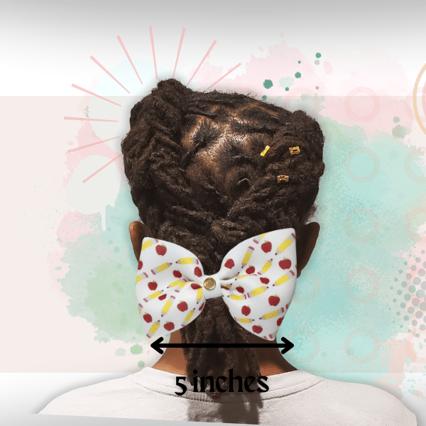 Bella's Eve Hair Bow Clip Back to School Apples and Pencils Hair Bow Clip by Bella's Eve