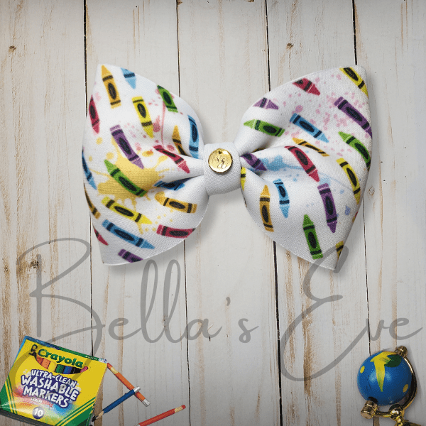 Bella's Eve Hair Bow Clip Back to School Crayon Hair Bow Clip by Bella's Eve