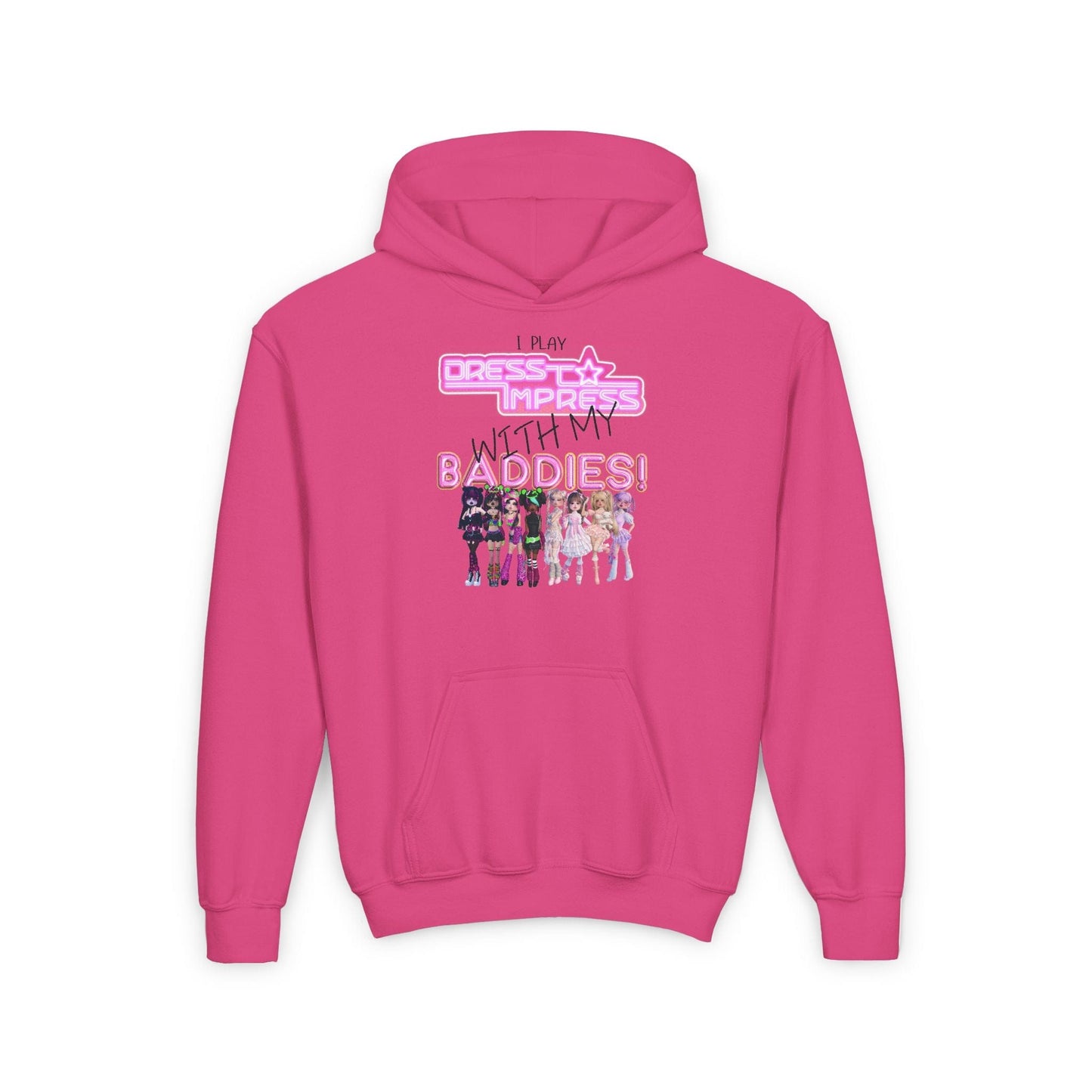 Printify Kids clothes S / Heliconia I play Dress to Impress with my BADDIES DTI Dress to Impress Roblox Fashion Game Youth Hoodie