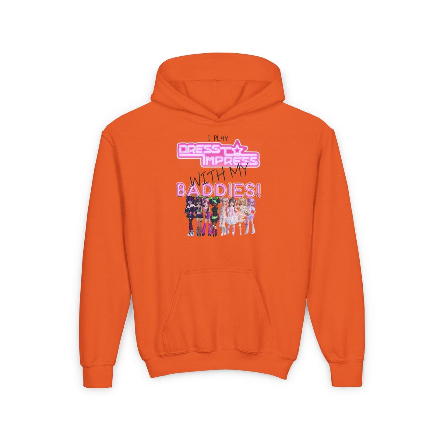 Printify Kids clothes S / Orange I play Dress to Impress with my BADDIES DTI Dress to Impress Roblox Fashion Game Youth Hoodie