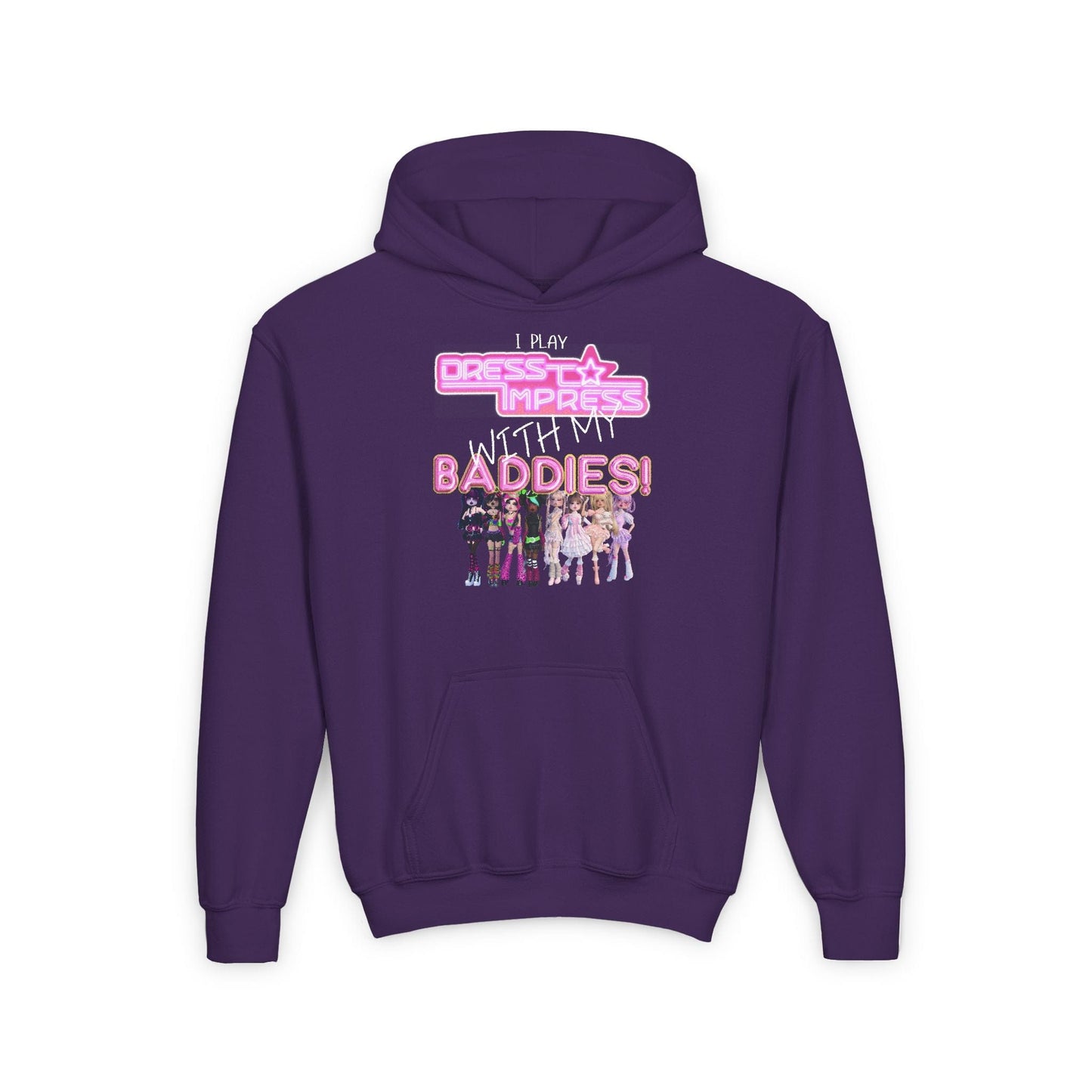 Printify Kids clothes S / Purple I play Dress to Impress with my BADDIES DTI Dress to Impress Roblox Fashion Game Youth Hoodie