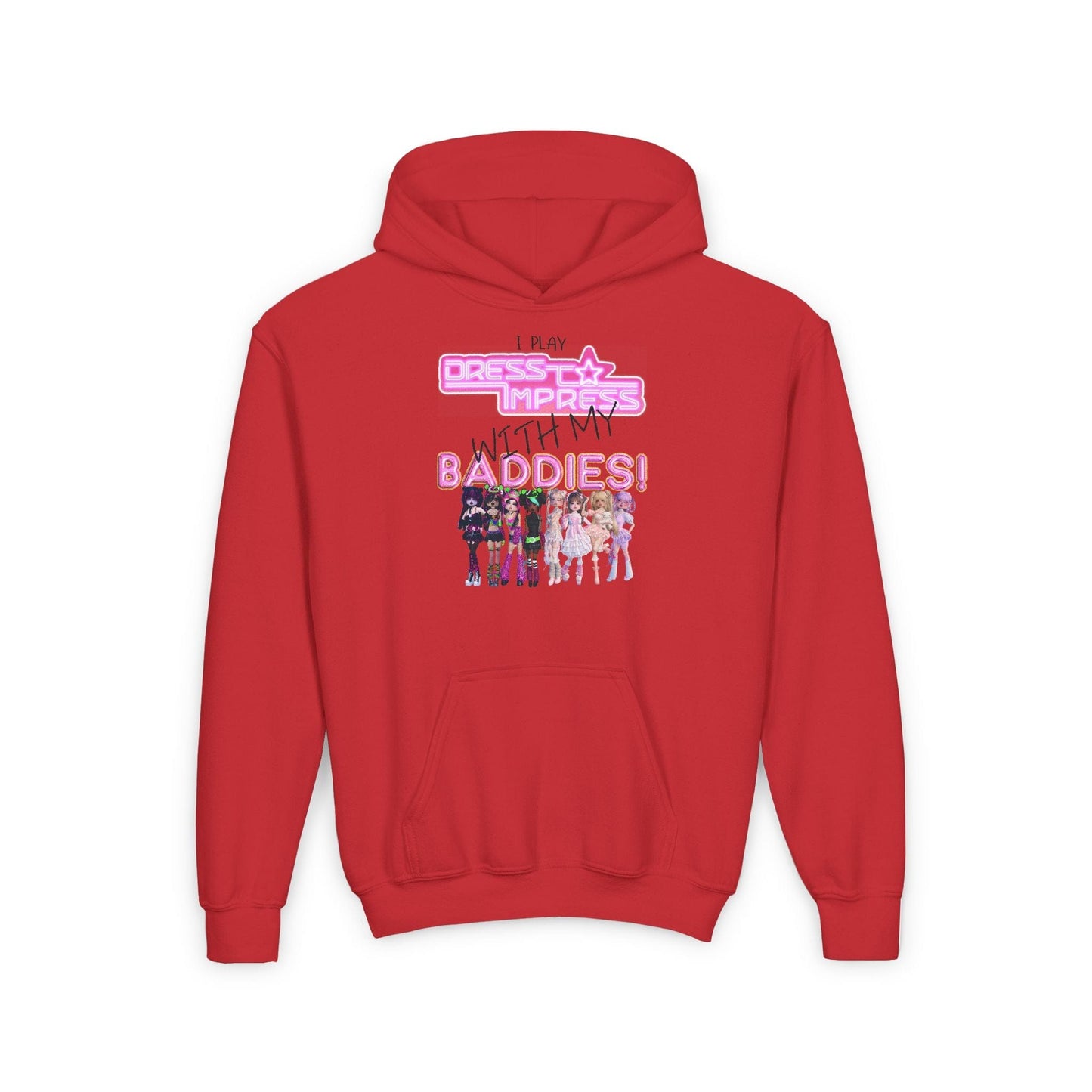 Printify Kids clothes S / Red I play Dress to Impress with my BADDIES DTI Dress to Impress Roblox Fashion Game Youth Hoodie