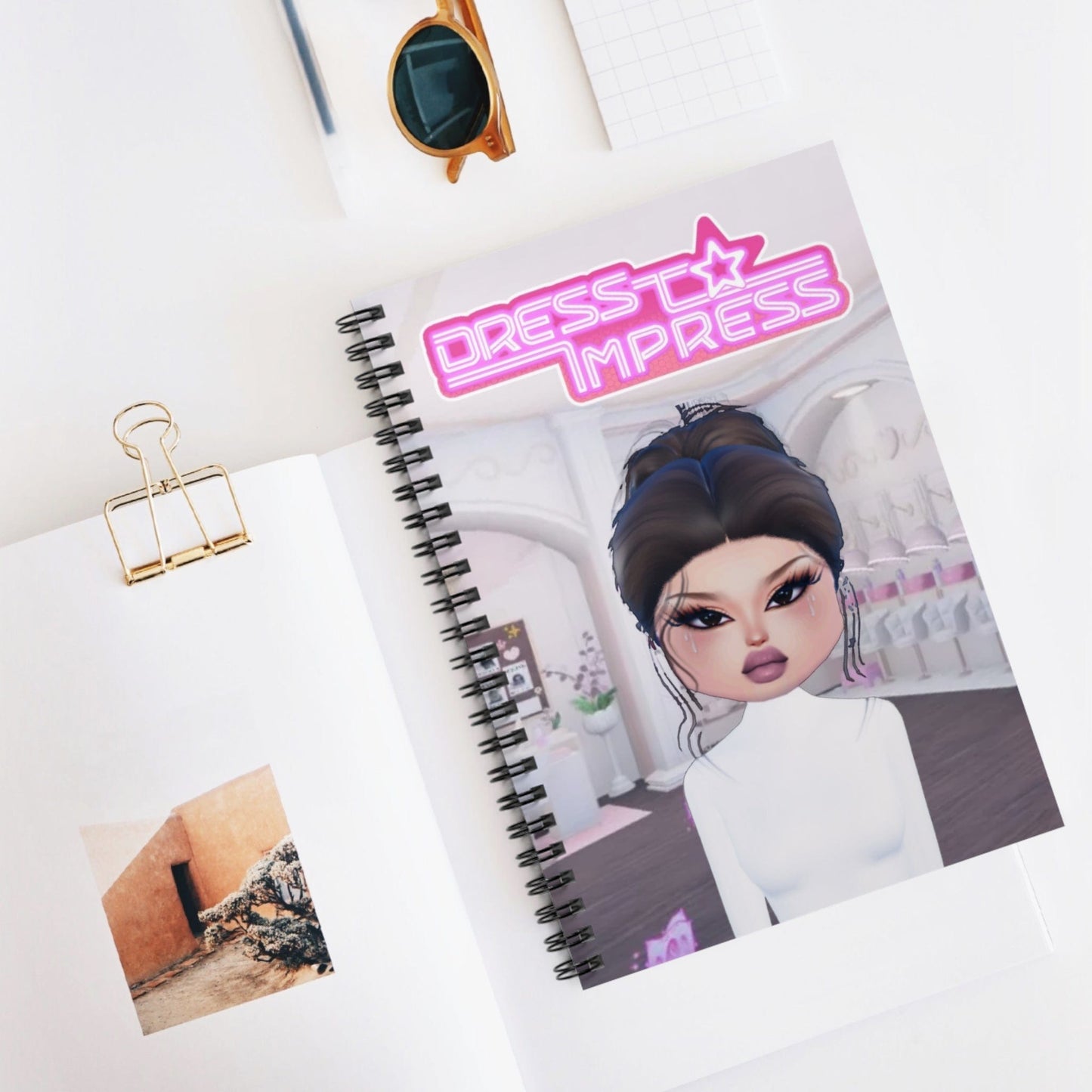 Printify Paper products One Size Lana DTI Dress to Impress Roblox Fashion Game Spiral Ruled Line Notebook