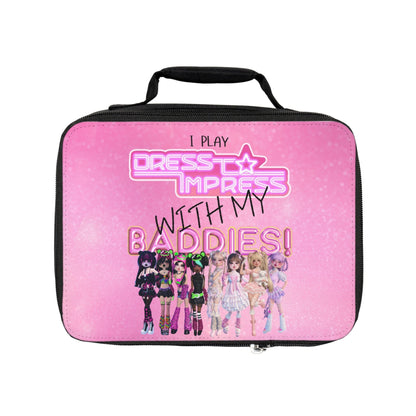 Printify Accessories One size / Black I play Dress to Impress with my BADDIES DTI Dress to Impress Roblox Fashion Game Lunch Bag