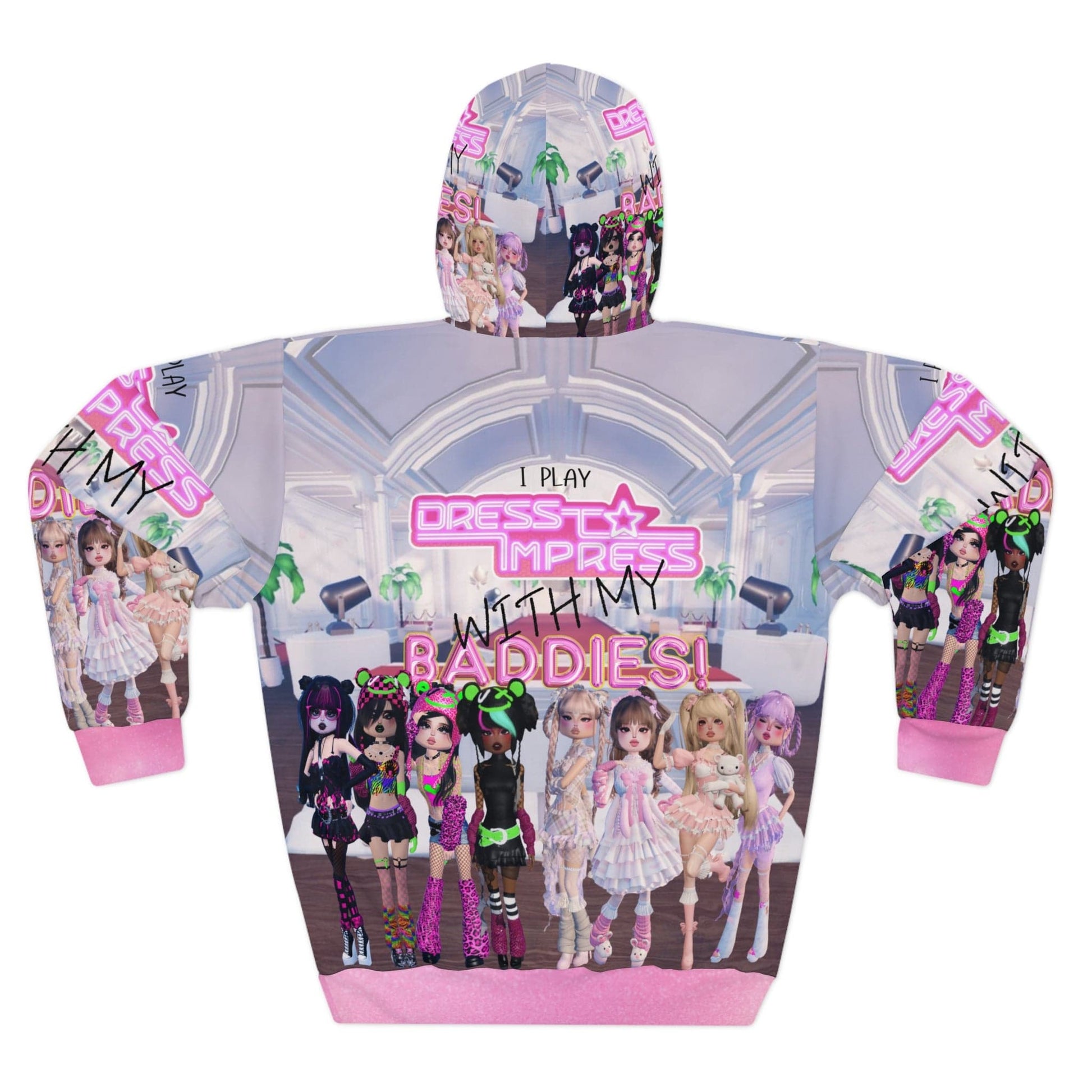 Printify All Over Prints I play Dress to Impress with my BADDIES DTI Dress to Impress Roblox Fashion Game Unisex Pullover Hoodie