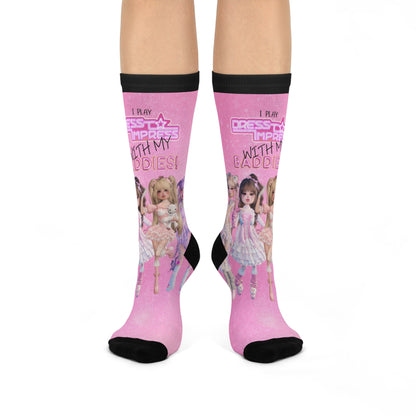 Printify All Over Prints White / One size / 3/4 Crew I play Dress to Impress with my BADDIES Cushioned Crew Socks