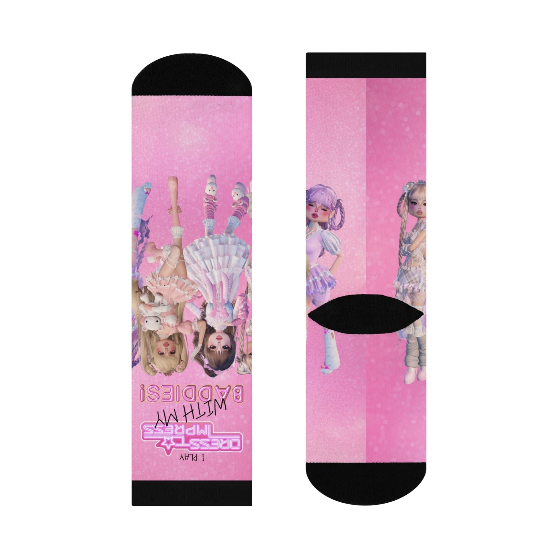 Printify All Over Prints White / One size / 3/4 Crew I play Dress to Impress with my BADDIES Cushioned Crew Socks