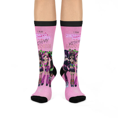 Printify All Over Prints White / One size / 3/4 Crew I play Dress to Impress with my BADDIES Cushioned Crew Socks