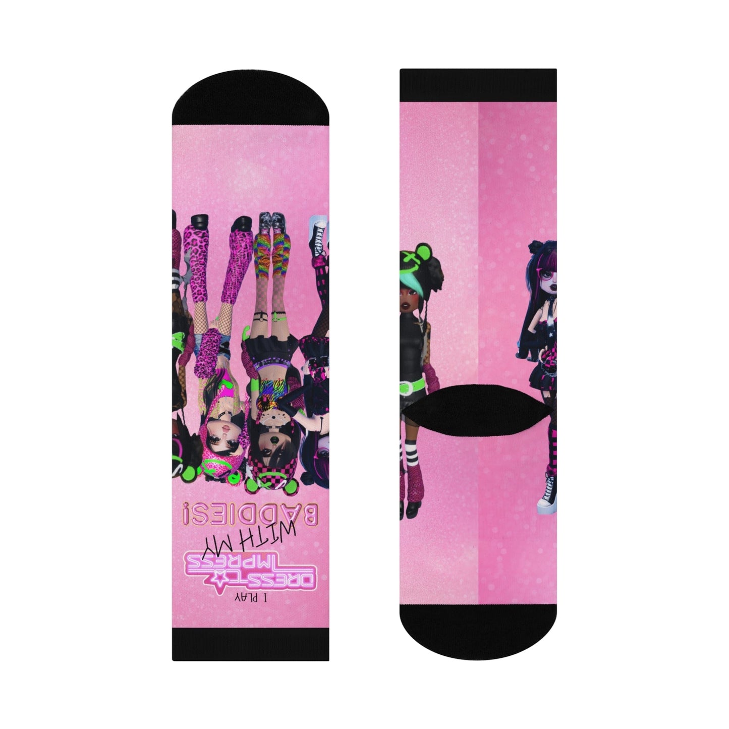 Printify All Over Prints White / One size / 3/4 Crew I play Dress to Impress with my BADDIES Cushioned Crew Socks