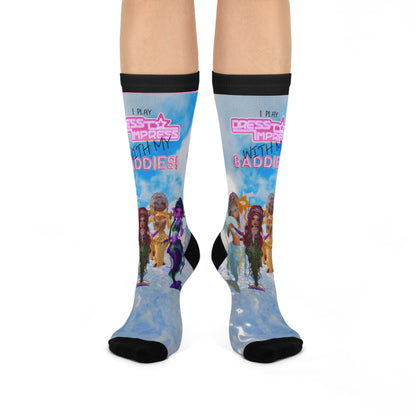 Printify All Over Prints White / One size / 3/4 Crew Mermaid I play Dress to Impress with my BADDIES Cushioned Crew Socks