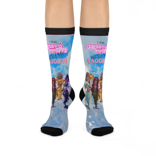 Printify All Over Prints White / One size / 3/4 Crew Mermaid I play Dress to Impress with my BADDIES Cushioned Crew Socks