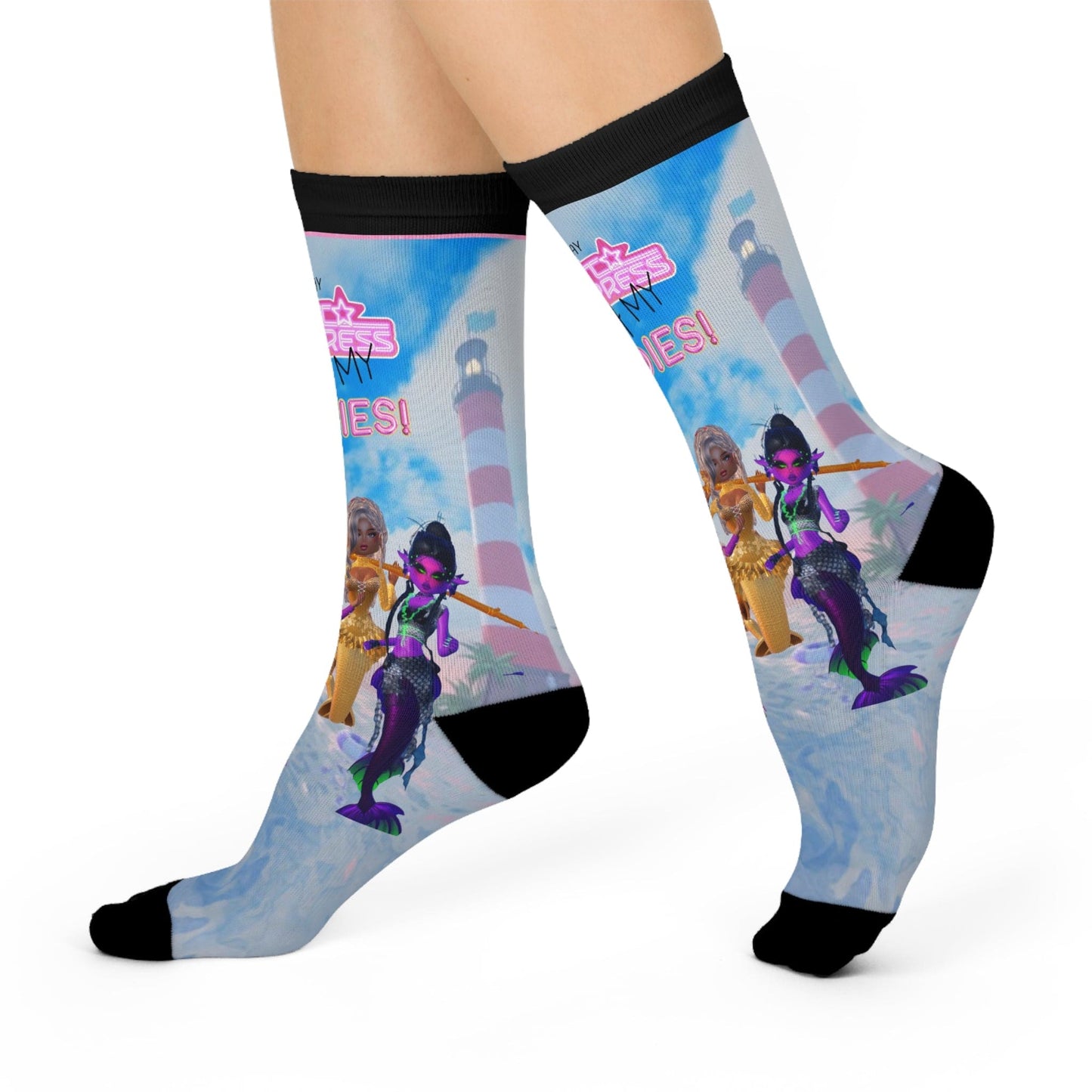 Printify All Over Prints White / One size / 3/4 Crew Mermaid I play Dress to Impress with my BADDIES Cushioned Crew Socks