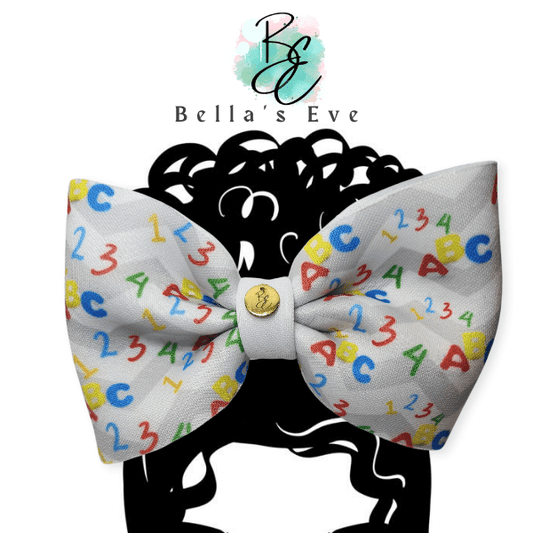 Bella's Eve Hair Bow Clip Back to School ABC 123 Hair Bow Clip by Bella's Eve