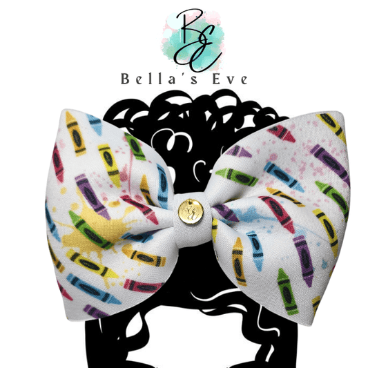Bella's Eve Hair Bow Clip Back to School Crayon Hair Bow Clip by Bella's Eve