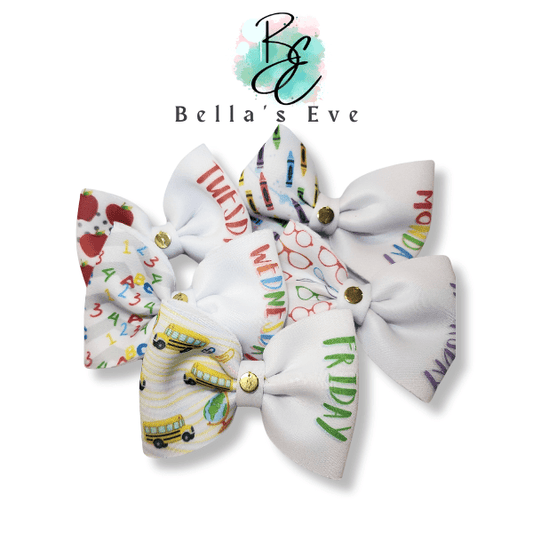 Bella's Eve Hair Bow Clip Back to School Days of the Week Hair Bow Clip by Bella's Eve