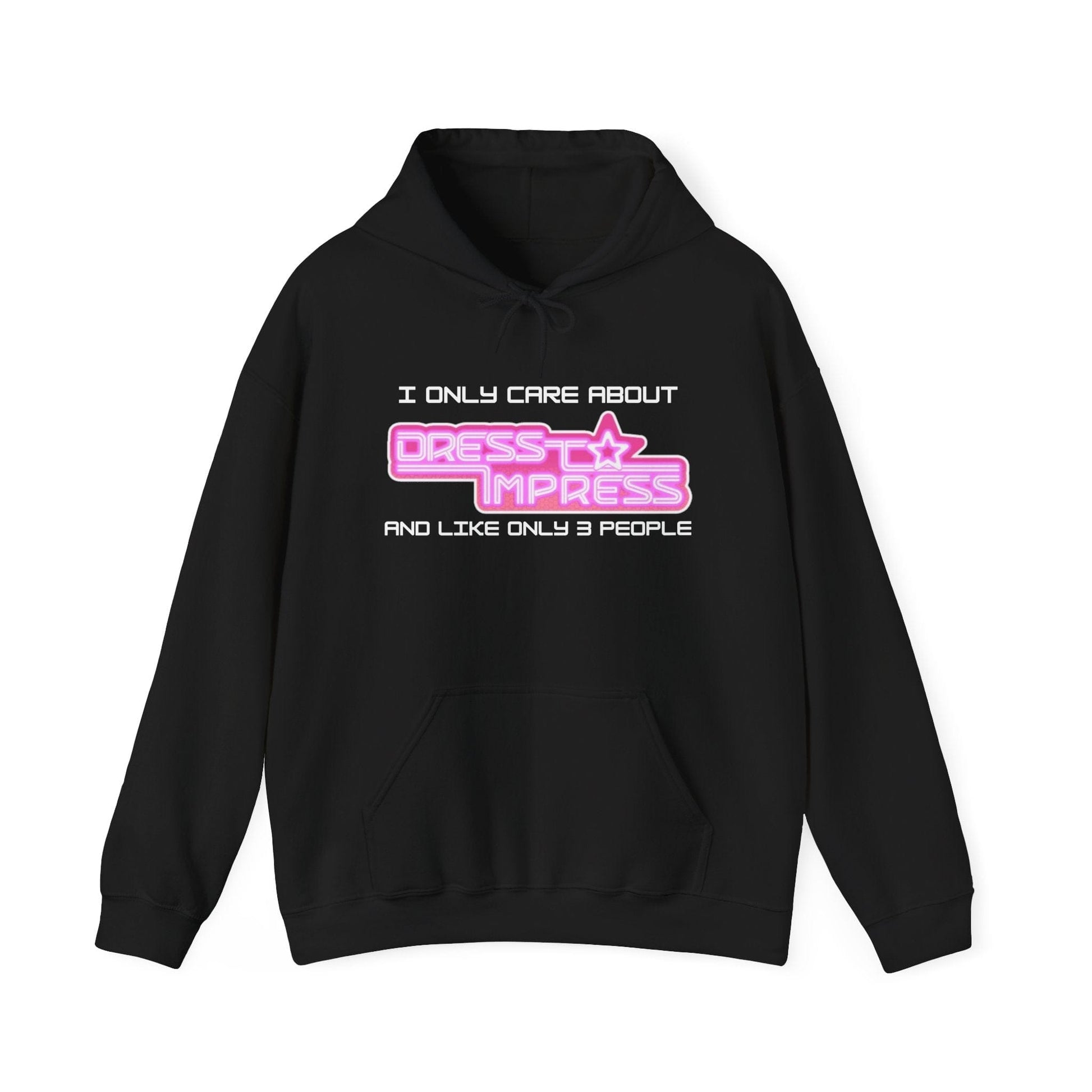 Printify Hoodie S / Black I only care about Dress to Impress and like only 3 people DTI Dress to Impress Roblox Fashion Game Unisex Heavy Blend™ Hooded Sweatshirt