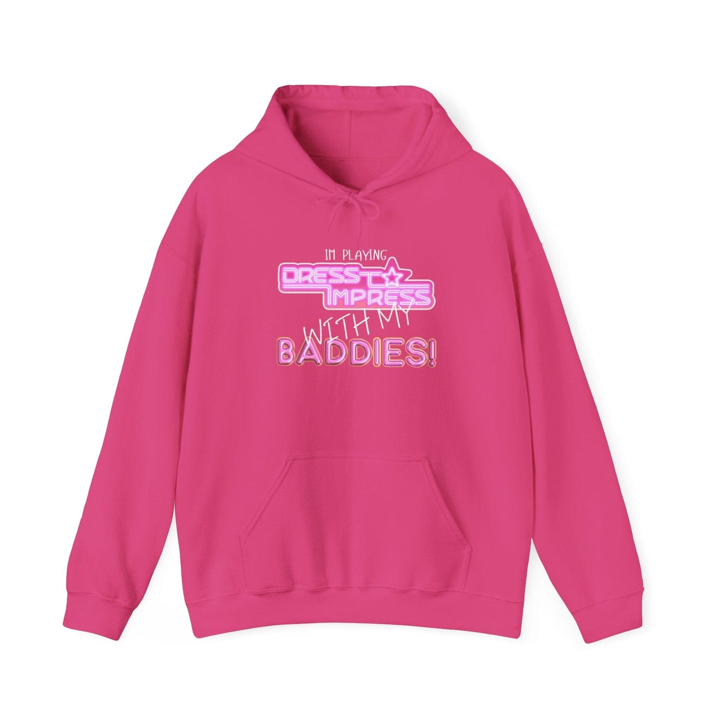 Printify Hoodie S / Heliconia I'm playing Dress to Impress with my BADDIES DTI Dress to Impress Roblox Fashion Game Unisex Heavy Blend™ Hooded Sweatshirt