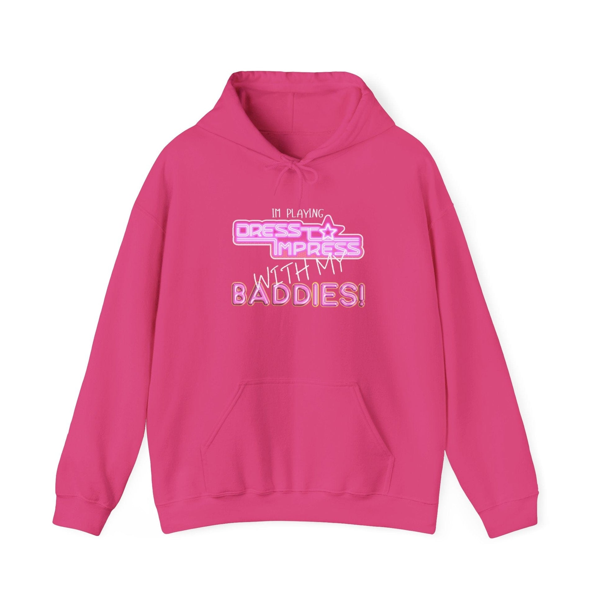 Printify Hoodie S / Heliconia I'm playing Dress to Impress with my BADDIES DTI Dress to Impress Roblox Fashion Game Unisex Heavy Blend™ Hooded Sweatshirt