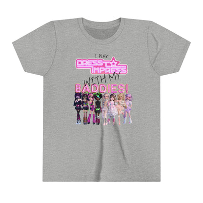 Printify Kids clothes Athletic Heather / S I play Dress to Impress with my BADDIES DTI Dress to Impress Roblox Fashion Game Youth Short Sleeve Tee