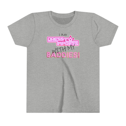 Printify Kids clothes Athletic Heather / S I play Dress to Impress with my BADDIES DTI Dress to Impress Roblox Fashion Game Youth Short Sleeve Tee
