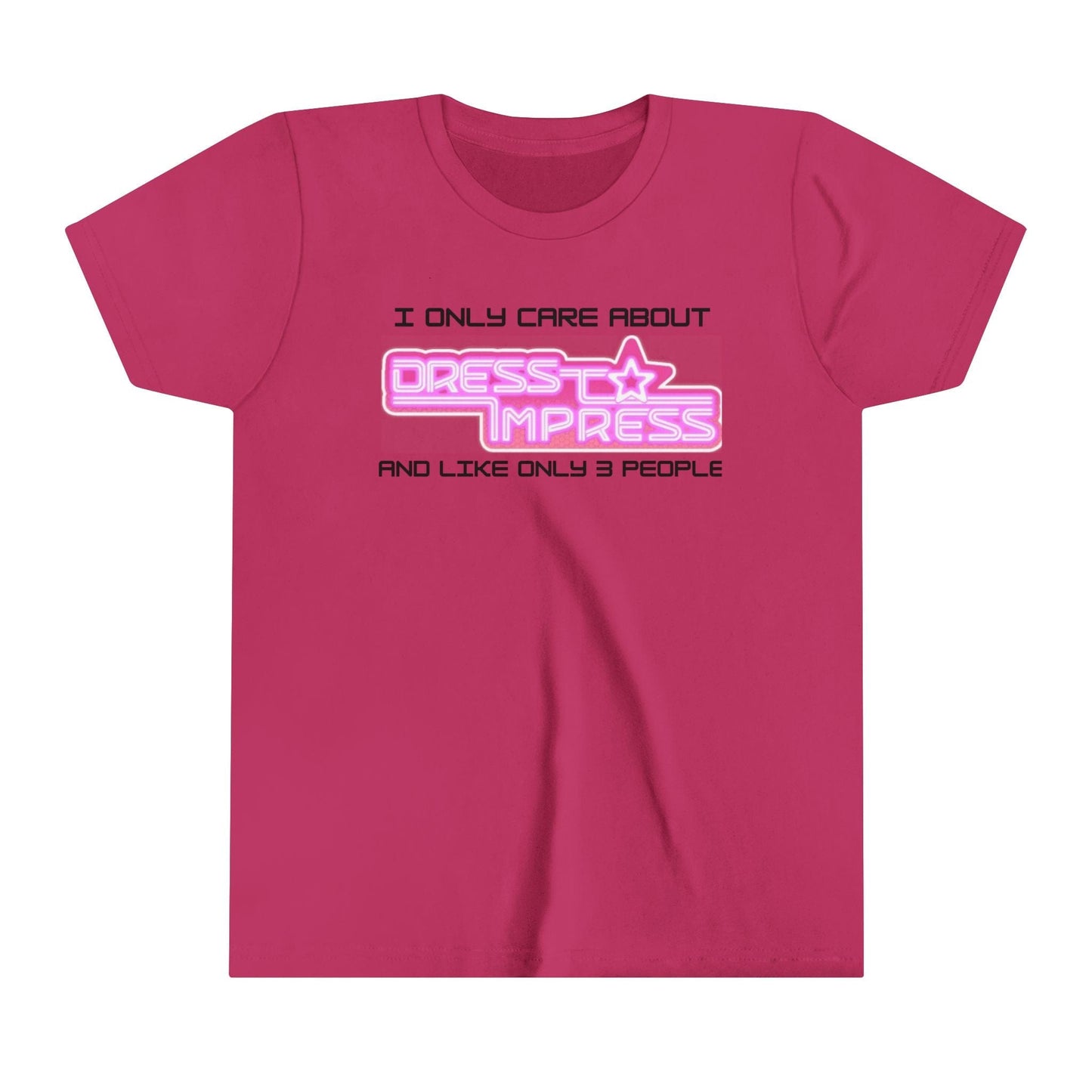 Printify Kids clothes Berry / S I only care about Dress to Impress and like only 3 people DTI Dress to Impress Roblox Fashion Game Youth Short Sleeve Tee