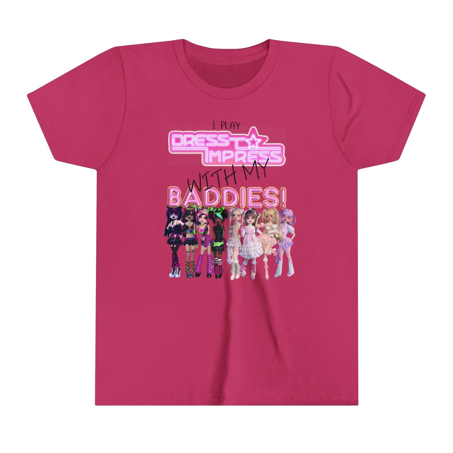 Printify Kids clothes Berry / S I play Dress to Impress with my BADDIES DTI Dress to Impress Roblox Fashion Game Youth Short Sleeve Tee