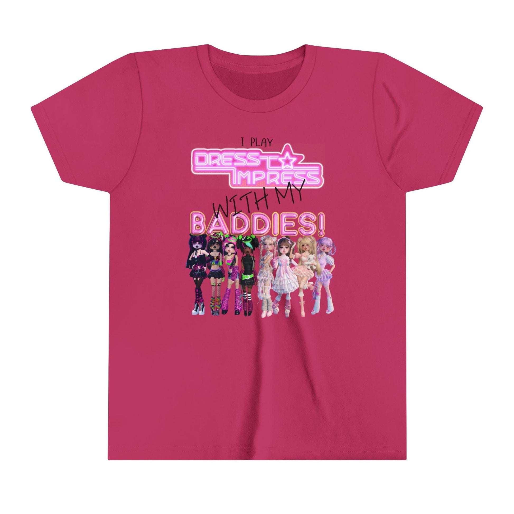 Printify Kids clothes Berry / S I play Dress to Impress with my BADDIES DTI Dress to Impress Roblox Fashion Game Youth Short Sleeve Tee