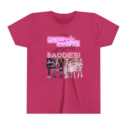 Printify Kids clothes Berry / S I play Dress to Impress with my BADDIES DTI Dress to Impress Roblox Fashion Game Youth Short Sleeve Tee