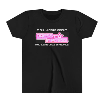 Printify Kids clothes Black / S I only care about Dress to Impress and like only 3 people DTI Dress to Impress Roblox Fashion Game Youth Short Sleeve Tee