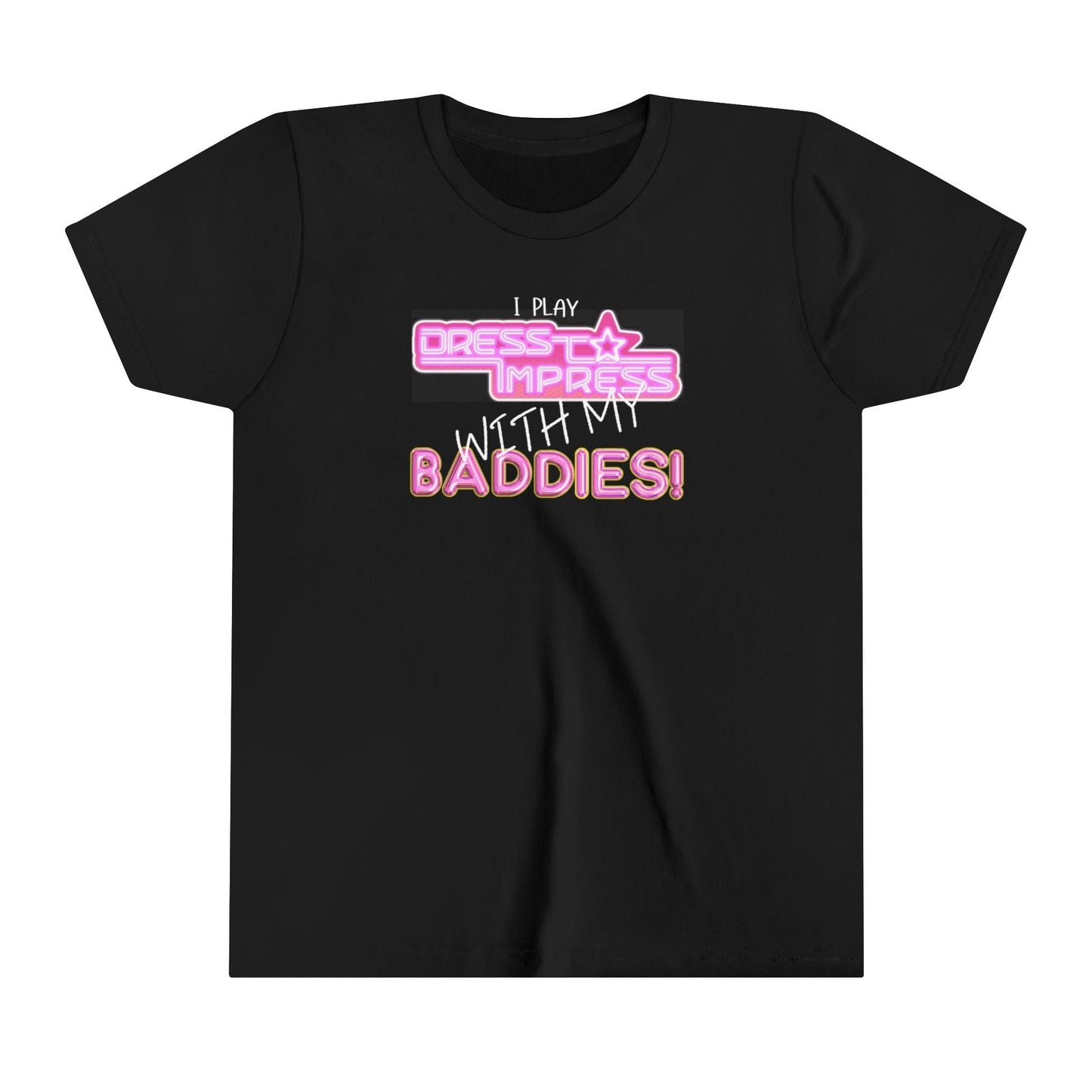 Printify Kids clothes Black / S I play Dress to Impress with my BADDIES DTI Dress to Impress Roblox Fashion Game Youth Short Sleeve Tee