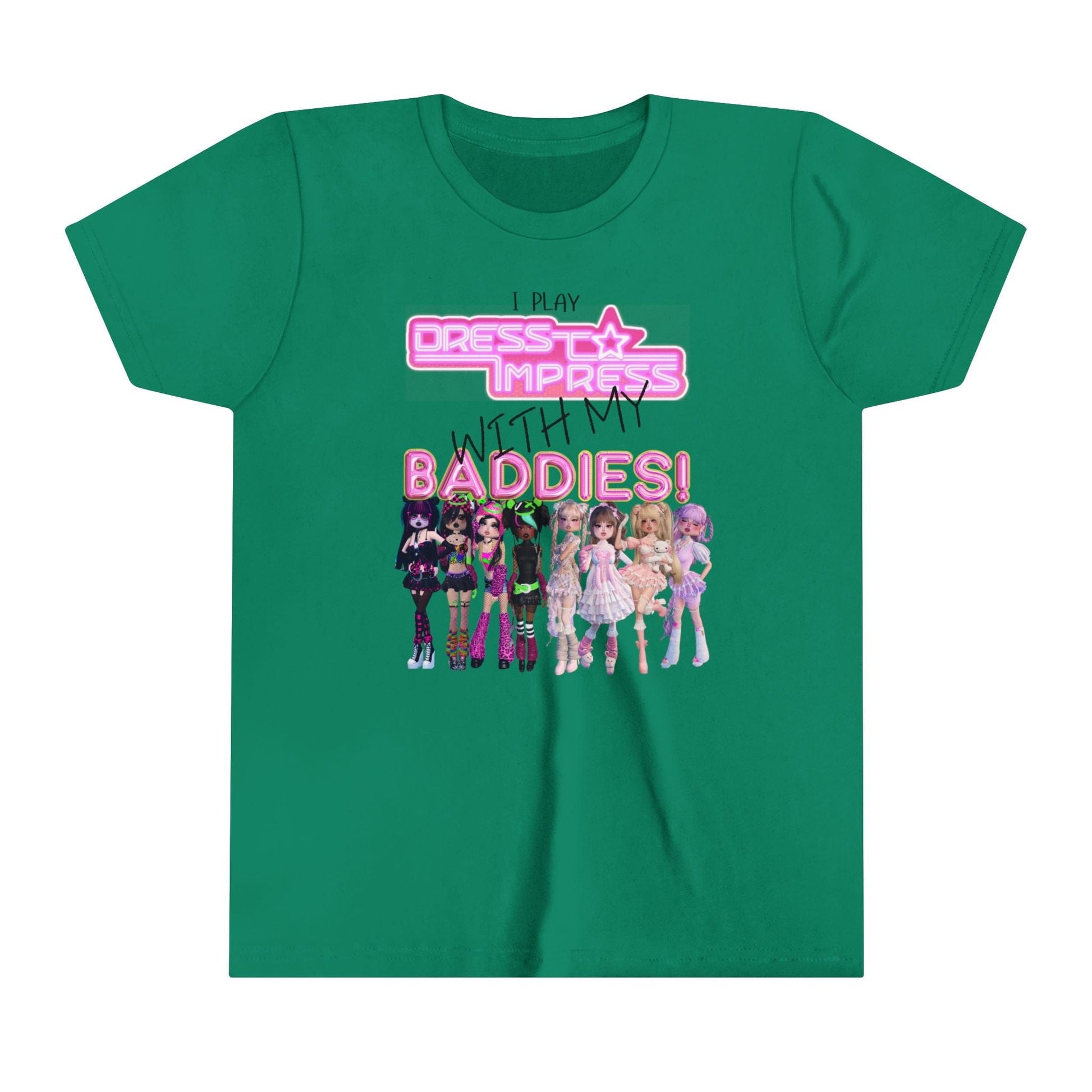 Printify Kids clothes Kelly / S I play Dress to Impress with my BADDIES DTI Dress to Impress Roblox Fashion Game Youth Short Sleeve Tee