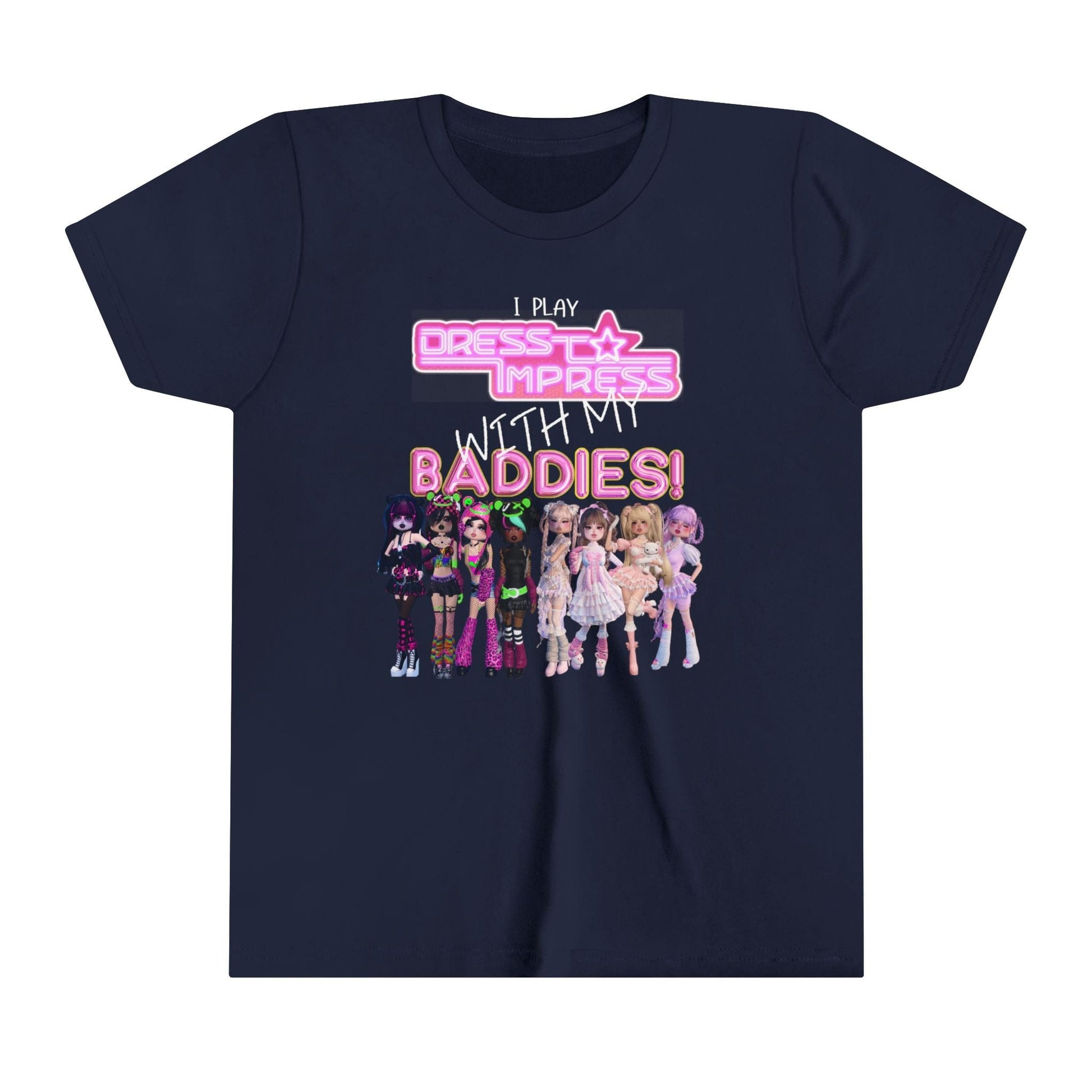Printify Kids clothes Navy / S I play Dress to Impress with my BADDIES DTI Dress to Impress Roblox Fashion Game Youth Short Sleeve Tee