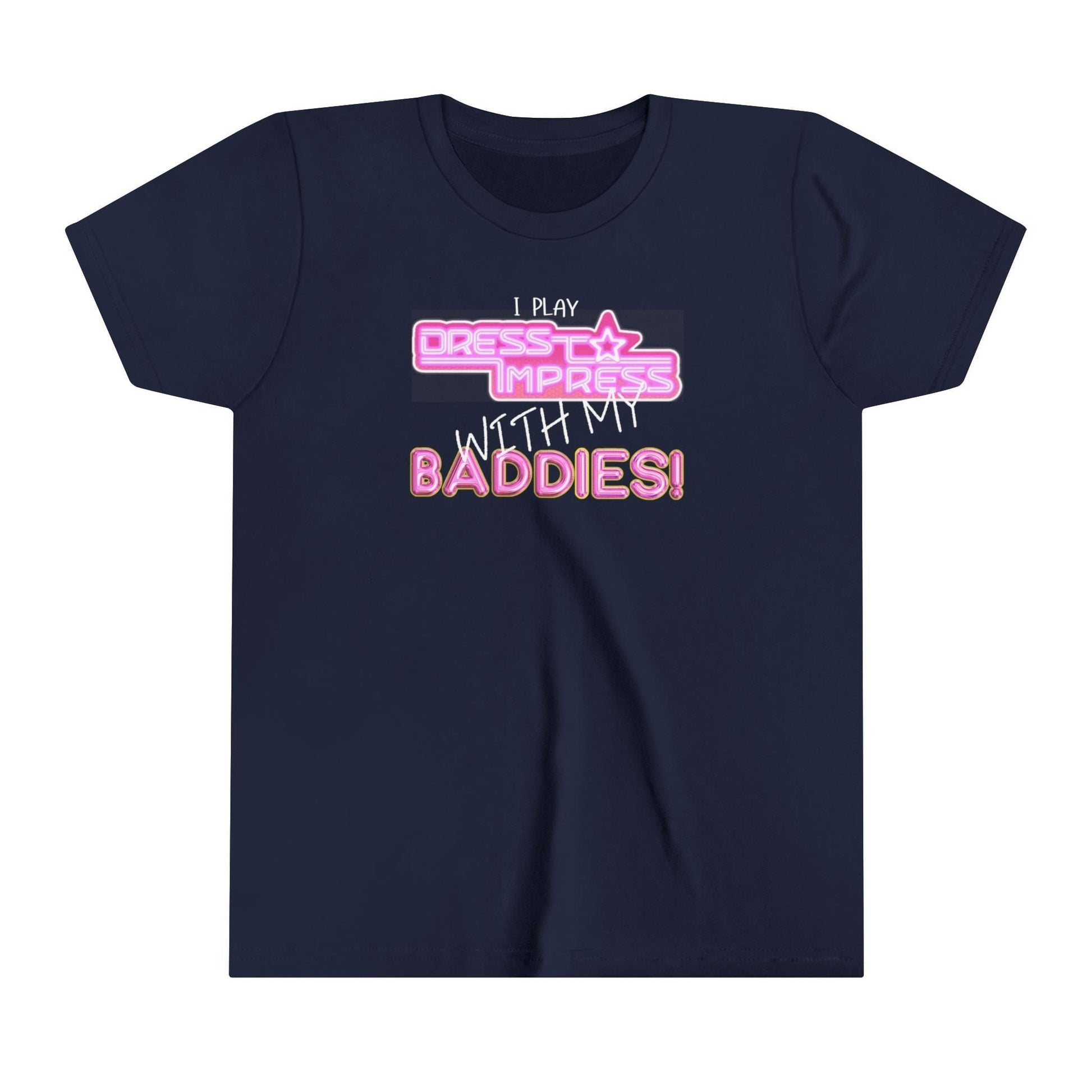 Printify Kids clothes Navy / S I play Dress to Impress with my BADDIES DTI Dress to Impress Roblox Fashion Game Youth Short Sleeve Tee