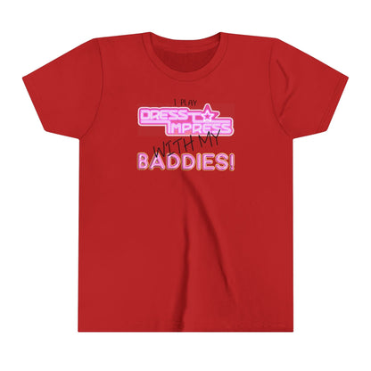 Printify Kids clothes Red / S I play Dress to Impress with my BADDIES DTI Dress to Impress Roblox Fashion Game Youth Short Sleeve Tee