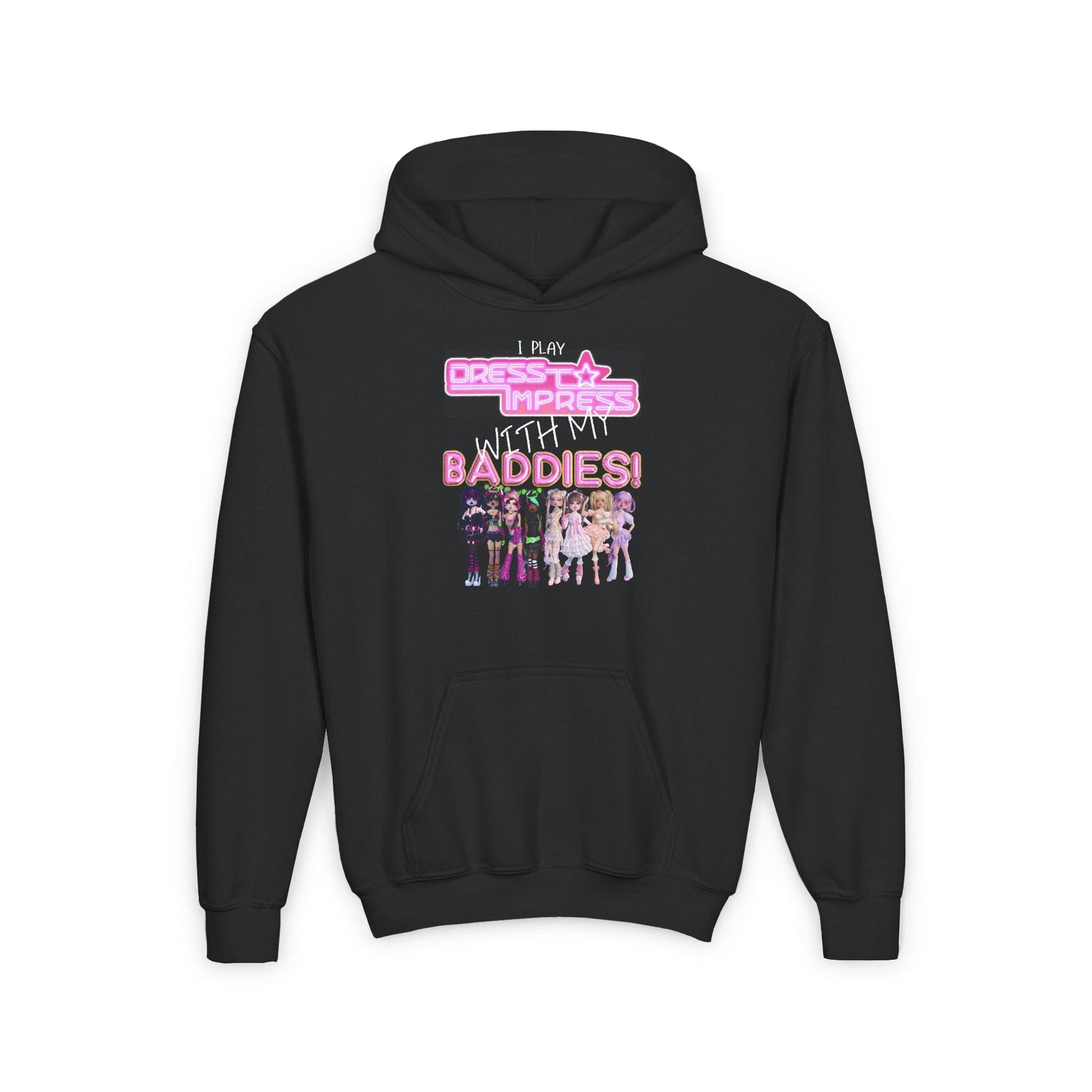 Printify Kids clothes S / Black I play Dress to Impress with my BADDIES DTI Dress to Impress Roblox Fashion Game Youth Hoodie