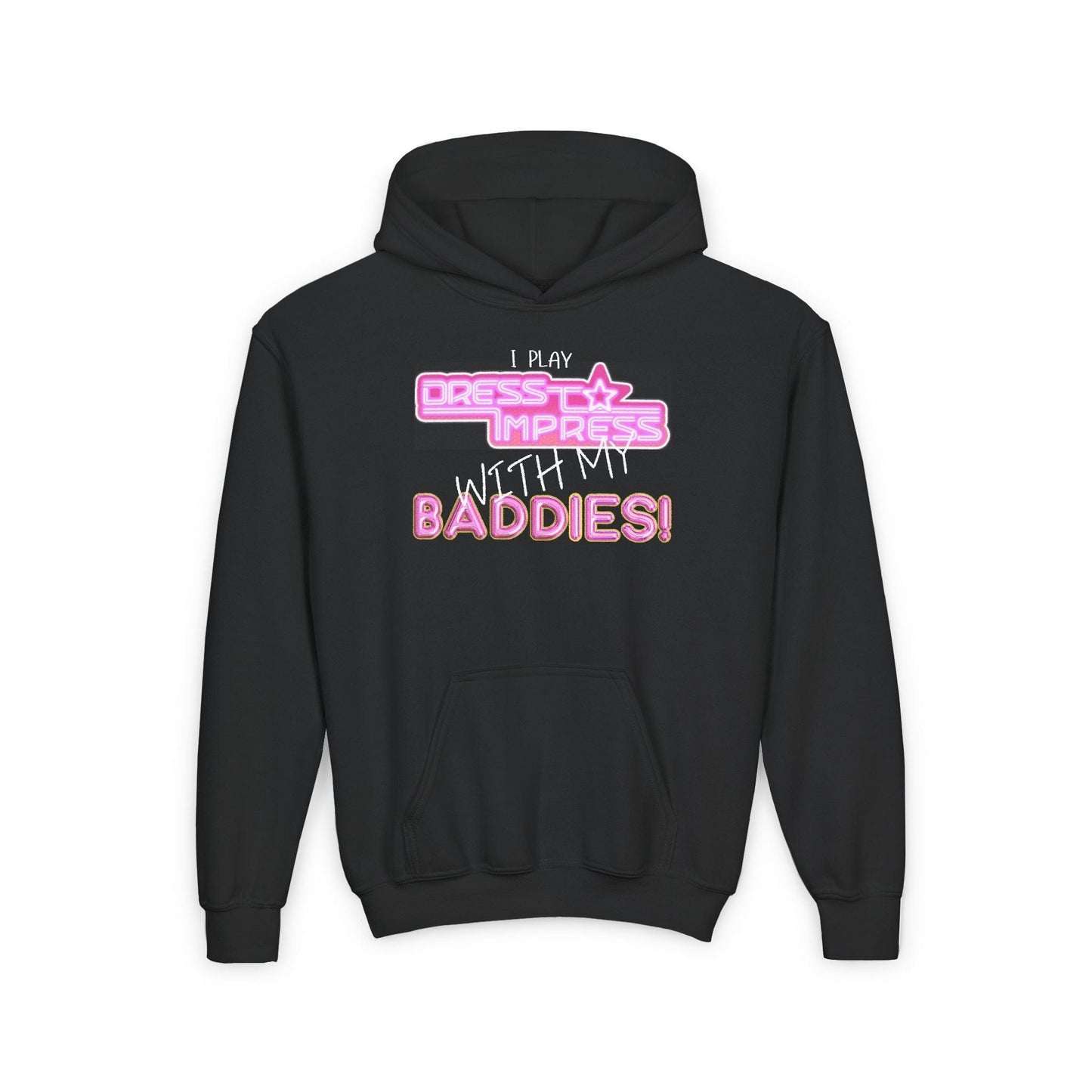 Printify Kids clothes S / Black I play Dress to Impress with my BADDIES DTI Dress to Impress Roblox Fashion Game Youth Hoodie