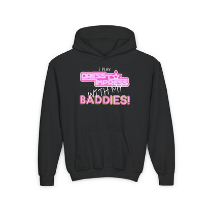 Printify Kids clothes S / Black I play Dress to Impress with my BADDIES DTI Dress to Impress Roblox Fashion Game Youth Hoodie