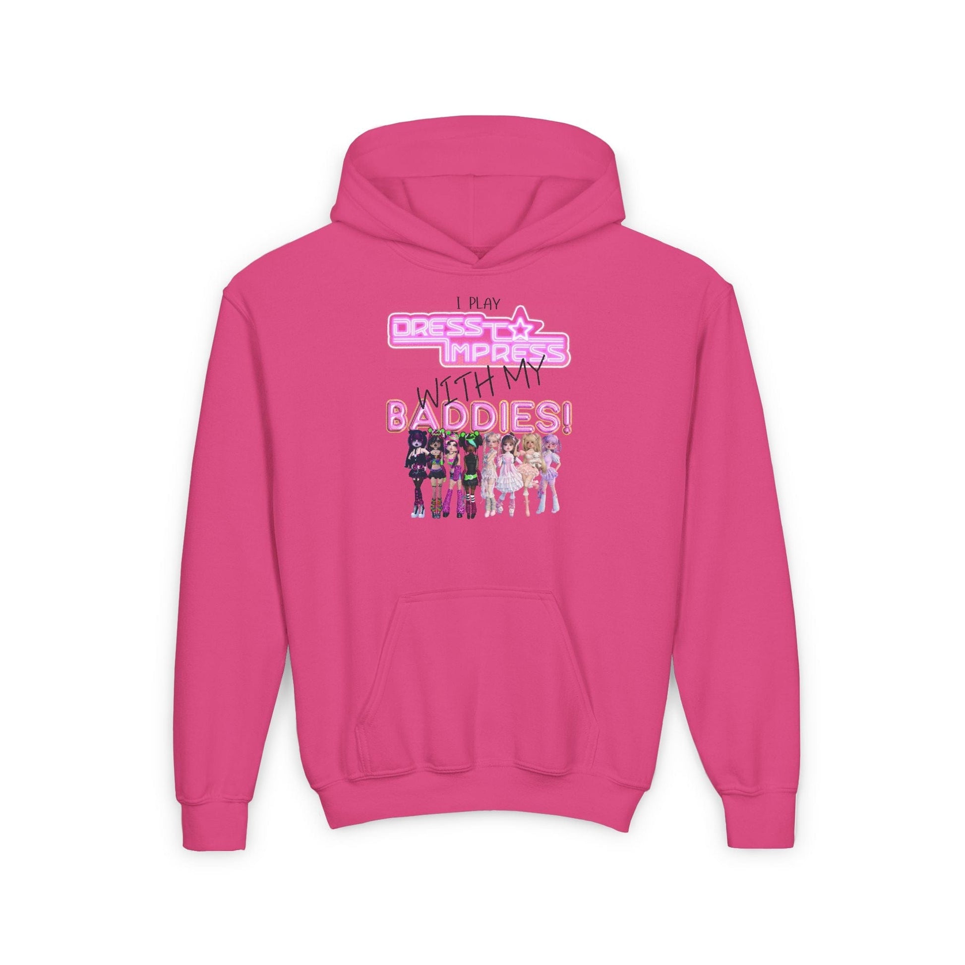 Printify Kids clothes S / Heliconia I play Dress to Impress with my BADDIES DTI Dress to Impress Roblox Fashion Game Youth Hoodie