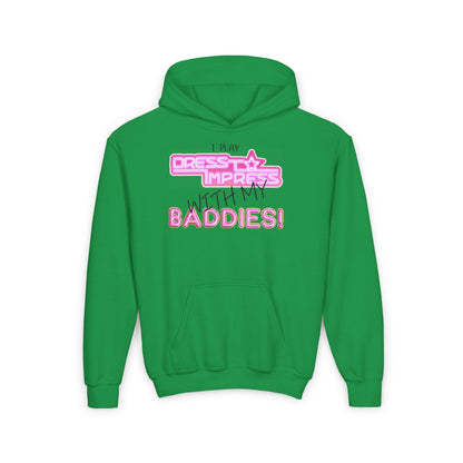 Printify Kids clothes S / Irish Green I play Dress to Impress with my BADDIES DTI Dress to Impress Roblox Fashion Game Youth Hoodie