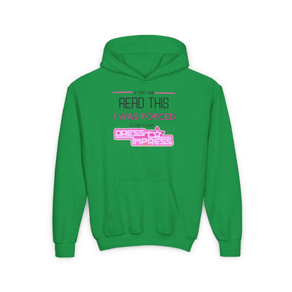 Printify Kids clothes S / Irish Green If you can read this, I was forced to stop playing Dress to Impress DTI Dress to Impress Roblox Fashion Game Youth Hoodie