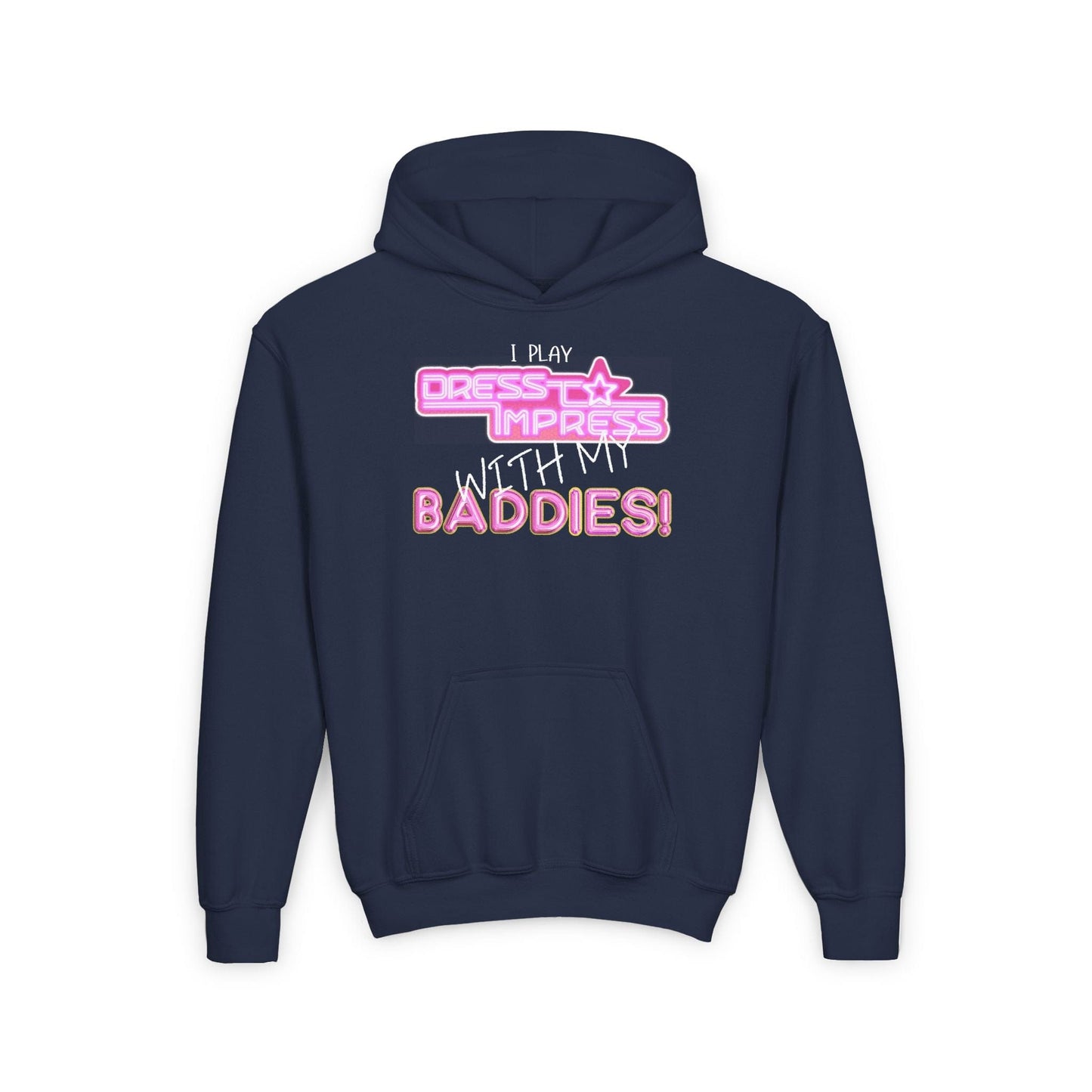 Printify Kids clothes S / Navy I play Dress to Impress with my BADDIES DTI Dress to Impress Roblox Fashion Game Youth Hoodie