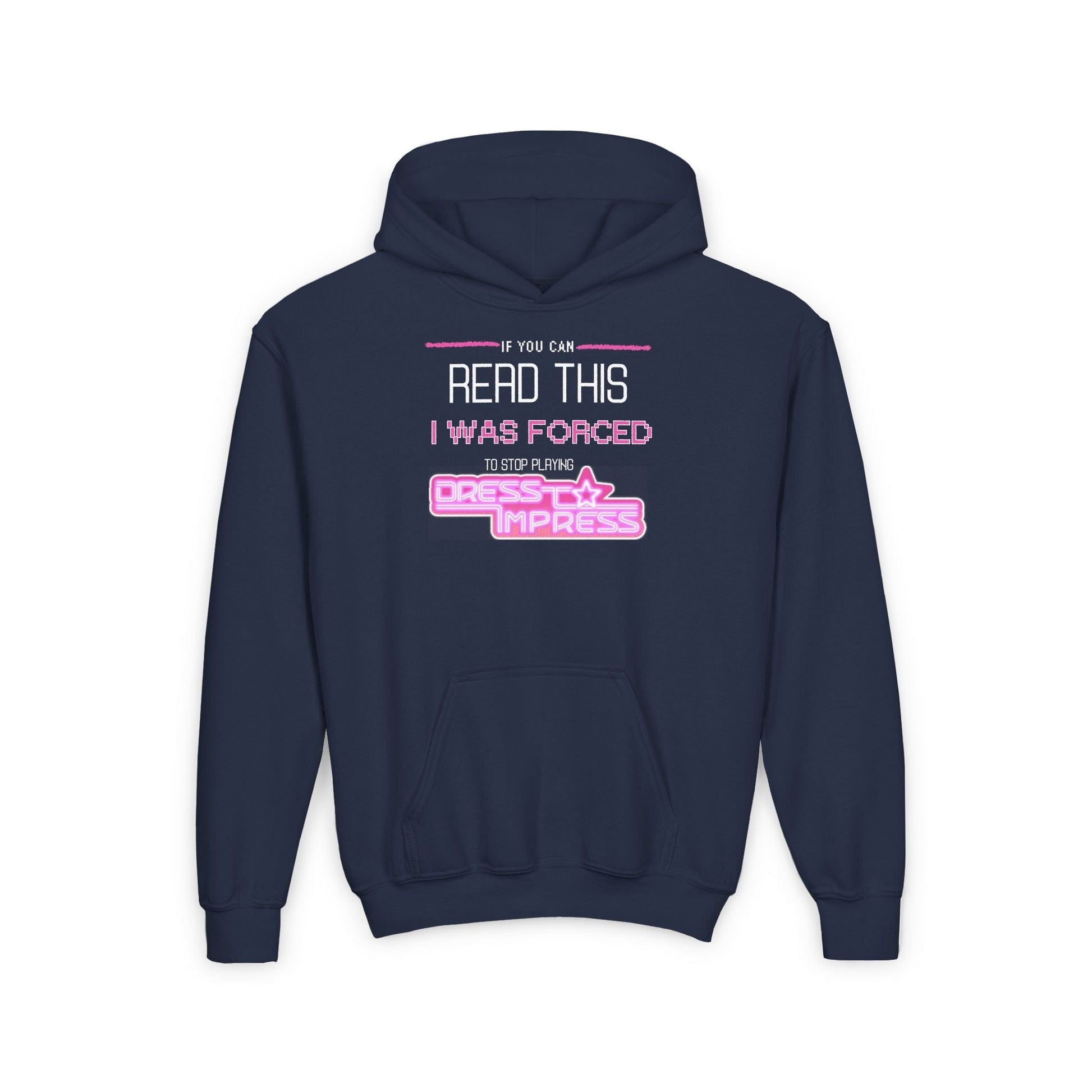 Printify Kids clothes S / Navy If you can read this, I was forced to stop playing Dress to Impress DTI Dress to Impress Roblox Fashion Game Youth Hoodie