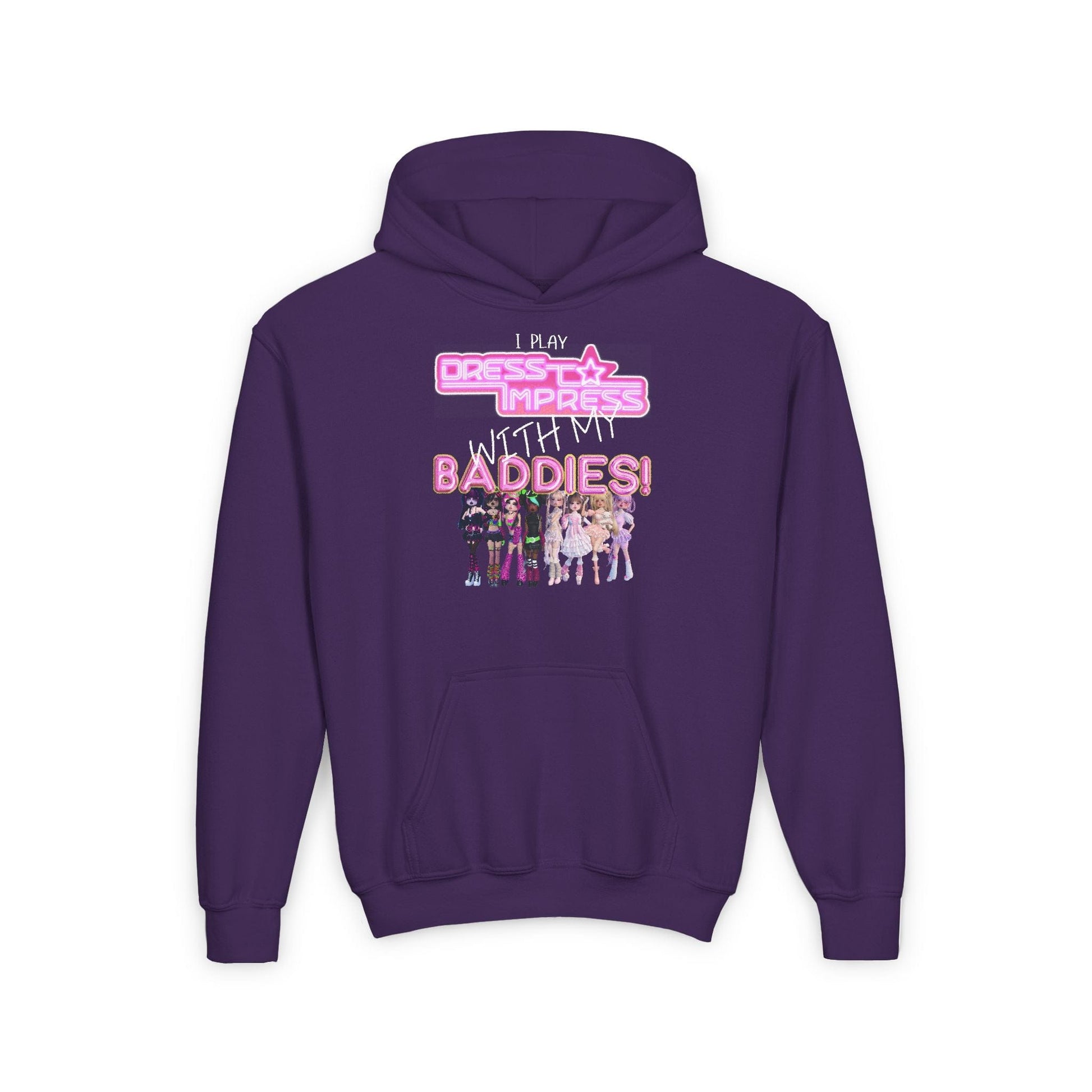 Printify Kids clothes S / Purple I play Dress to Impress with my BADDIES DTI Dress to Impress Roblox Fashion Game Youth Hoodie