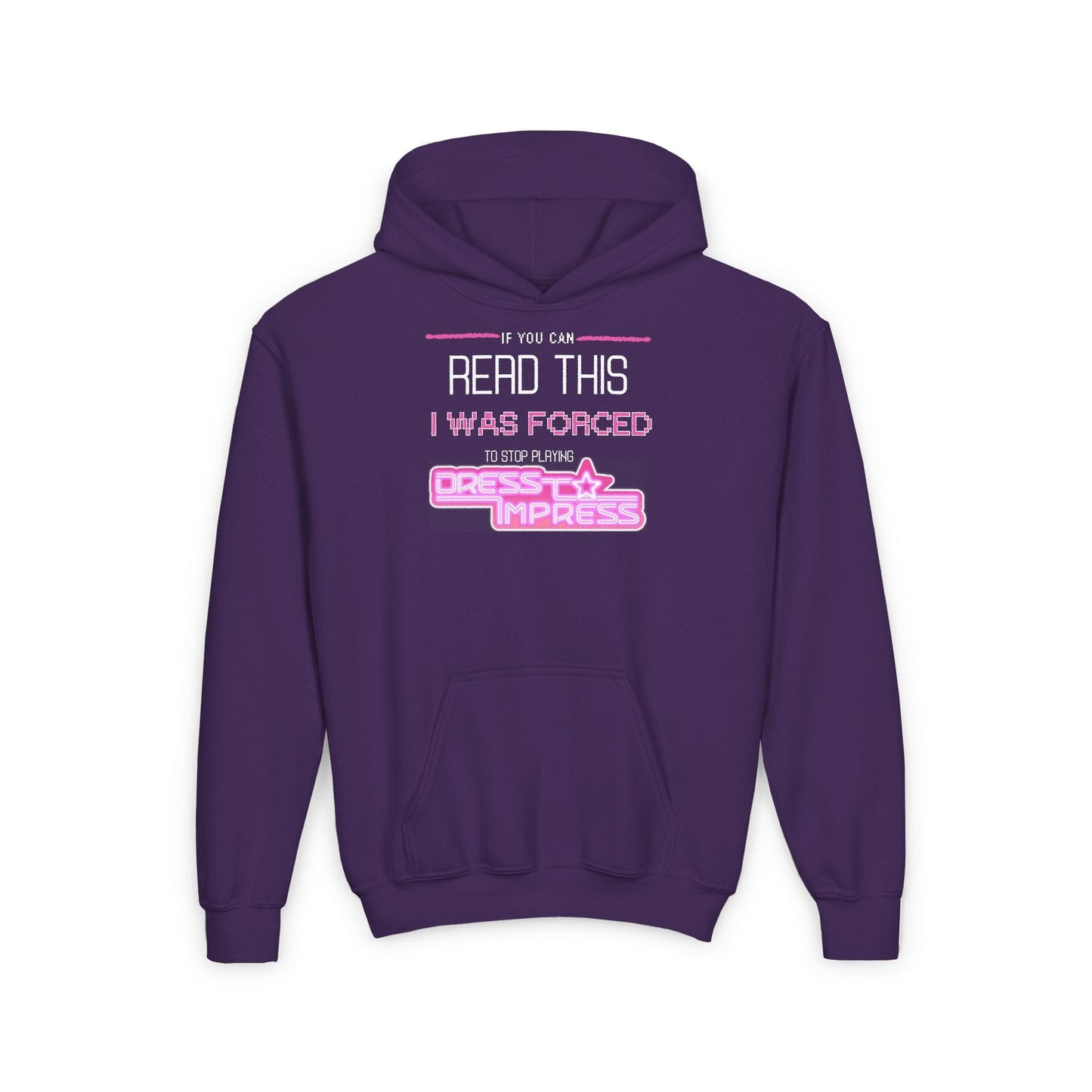 Printify Kids clothes S / Purple If you can read this, I was forced to stop playing Dress to Impress DTI Dress to Impress Roblox Fashion Game Youth Hoodie