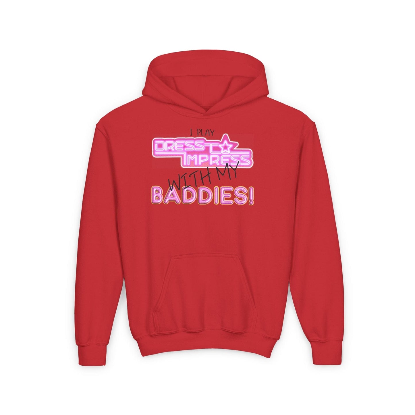 Printify Kids clothes S / Red I play Dress to Impress with my BADDIES DTI Dress to Impress Roblox Fashion Game Youth Hoodie