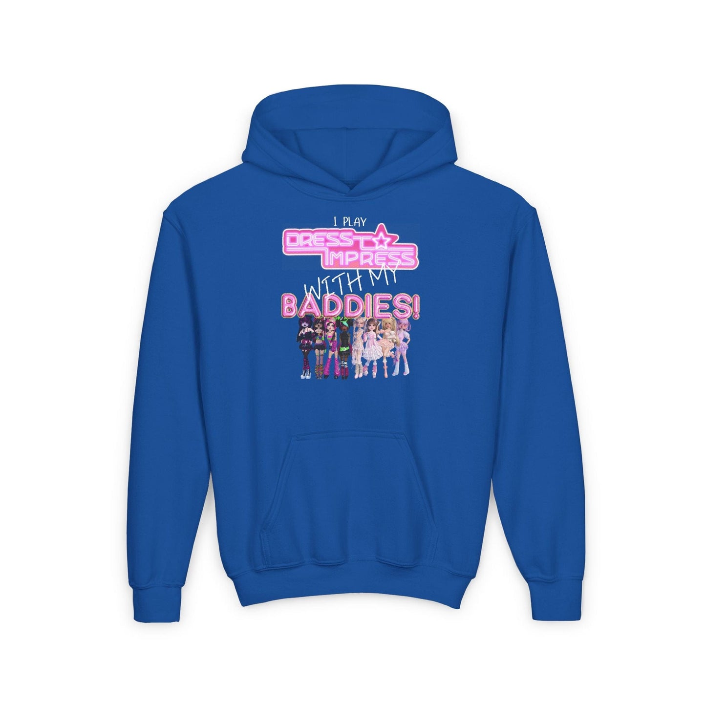 Printify Kids clothes S / Royal I play Dress to Impress with my BADDIES DTI Dress to Impress Roblox Fashion Game Youth Hoodie