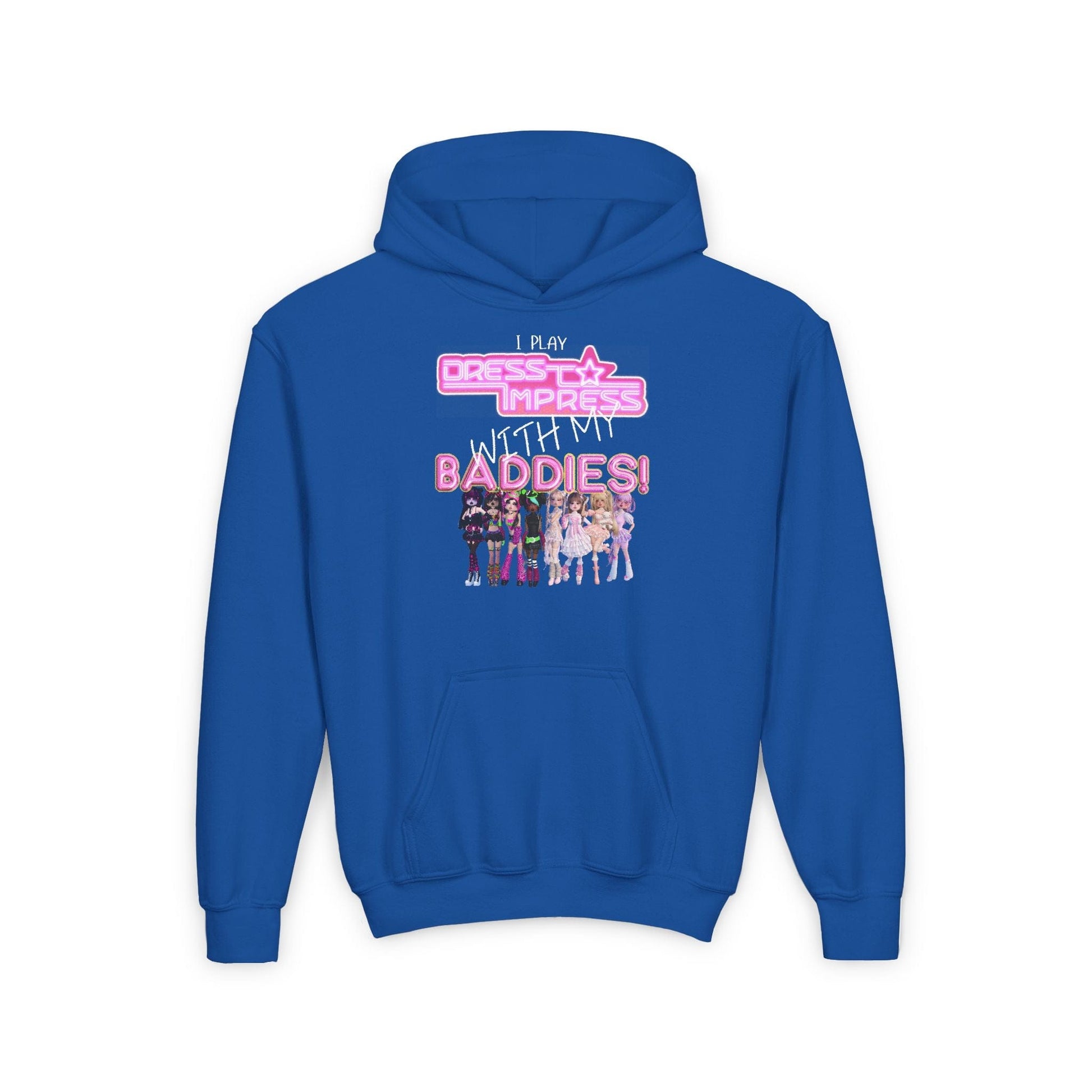 Printify Kids clothes S / Royal I play Dress to Impress with my BADDIES DTI Dress to Impress Roblox Fashion Game Youth Hoodie
